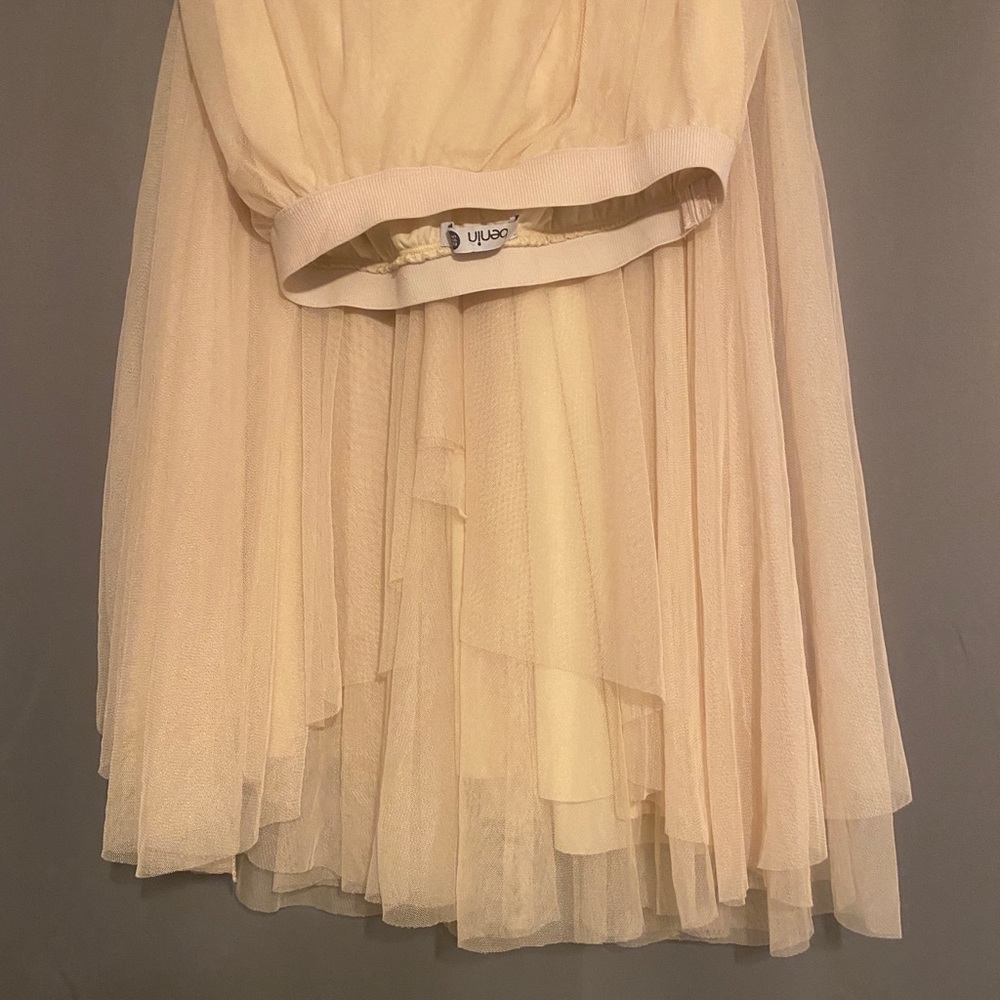 Modest, beige, tulle, maxi skirt